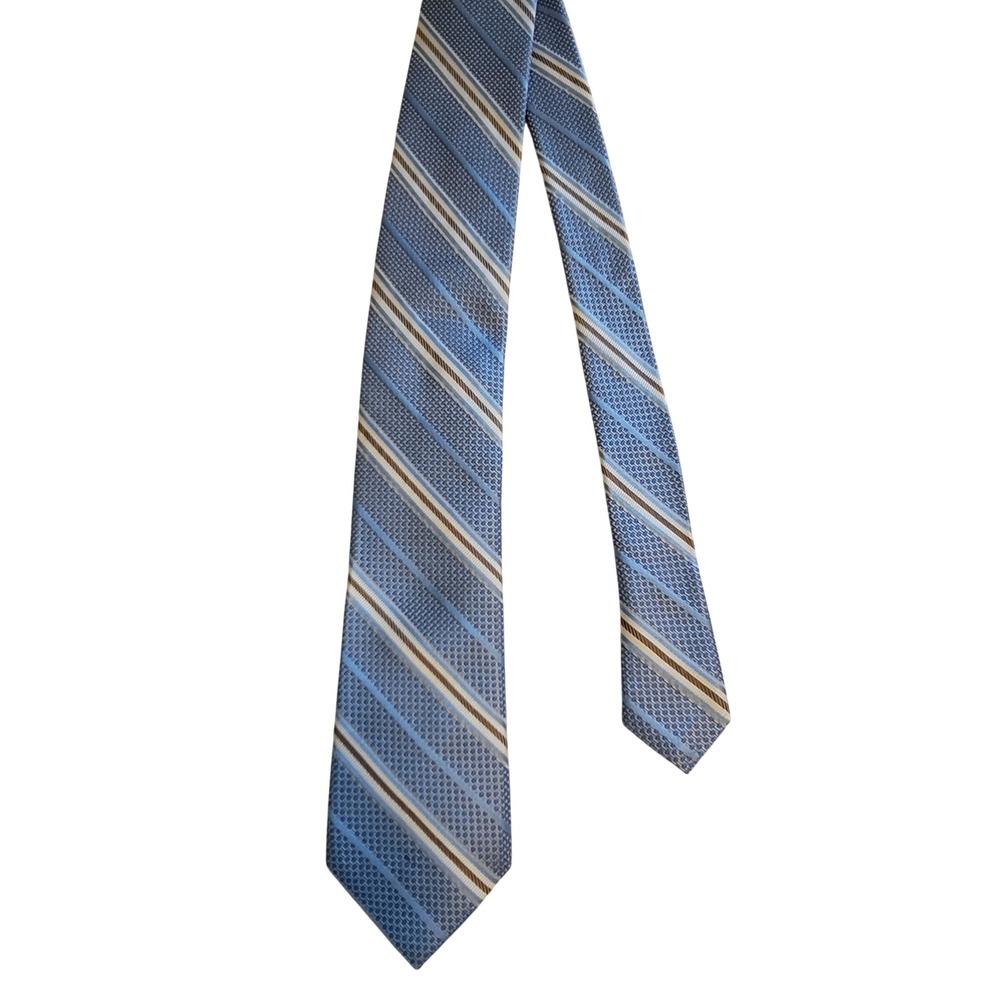 Joseph Abboud Necktie Mens OS Light Blue Striped Textured 100% Silk Classic‎ Tie